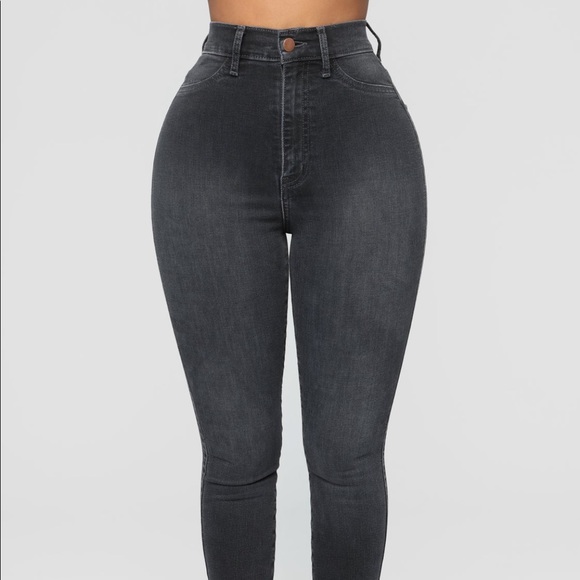 Blackish Grey High Waisted Skinny Jeans - Picture 7 of 8